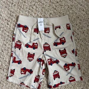 GAP Kids Beige Pocket Shorts with Red Fire Truck Print